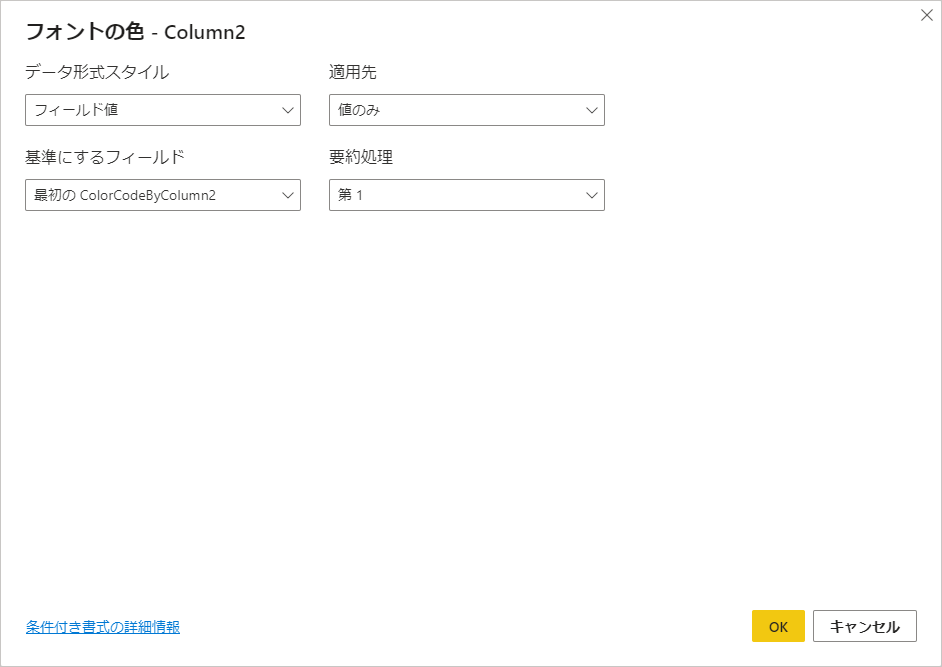 フォントの色の条件付き書式